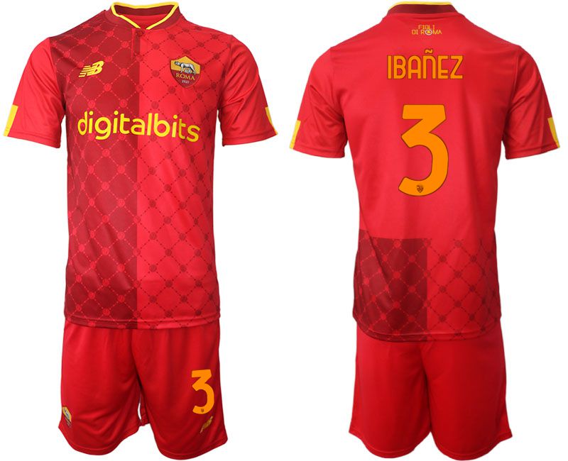 Cheap Men 2022-2023 Club AS Rome home red 3 Soccer Jersey